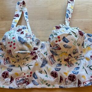 Colsie Food Print Bustier Crop Top Bralette Size Medium